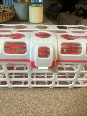 Munchkin White and Pink Utensil Carrier with Snap-Lock